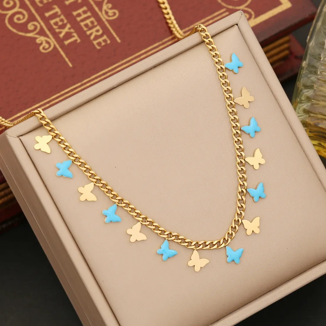 Modern Style Star Moon Heart Shape Stainless Steel Enamel Pendant Necklace_colorza_3