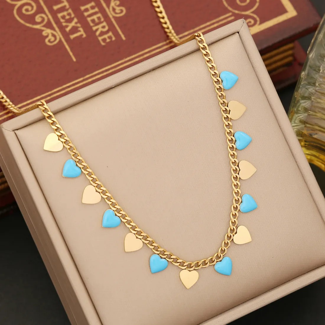 Modern Style Star Moon Heart Shape Stainless Steel Enamel Pendant Necklace_colorza_4