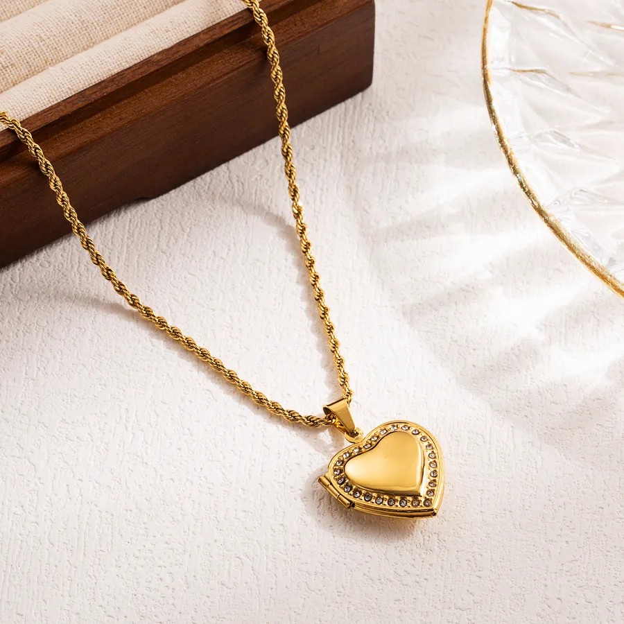 IG Style Sweet Devil'S Eye Heart Shape Textbook Stainless Steel Enamel Three-Dimensional Zircon 18K Gold Plated Pendant Necklace_colorza_4