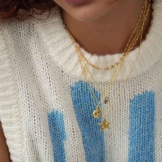 IG Style Elegant Water Droplets Stainless Steel Zircon 18K Gold Plated Pendant Necklace_colorza_1