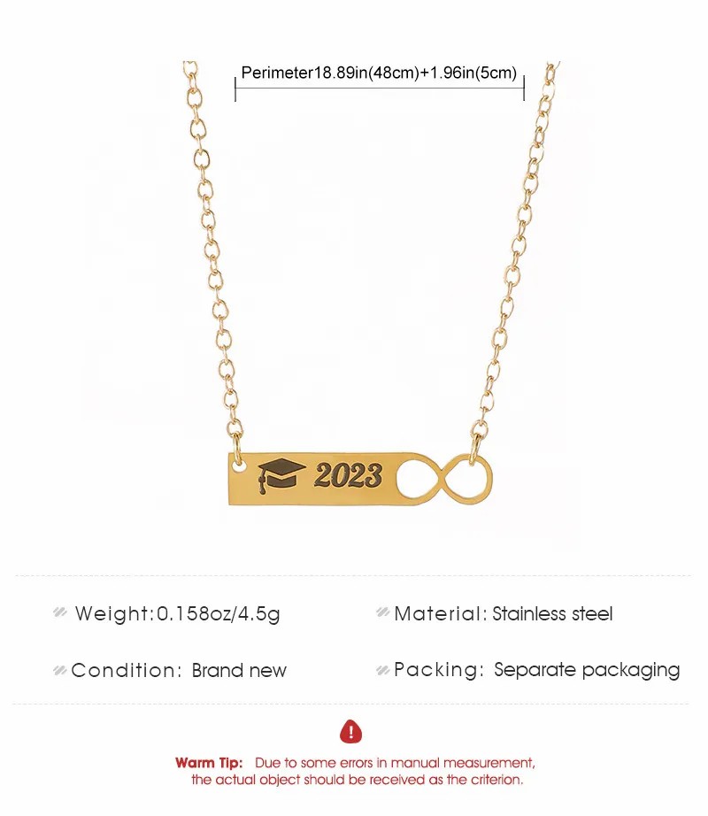 Simple Style Trencher Cap Number Stainless Steel Plating Necklace_colorza_1