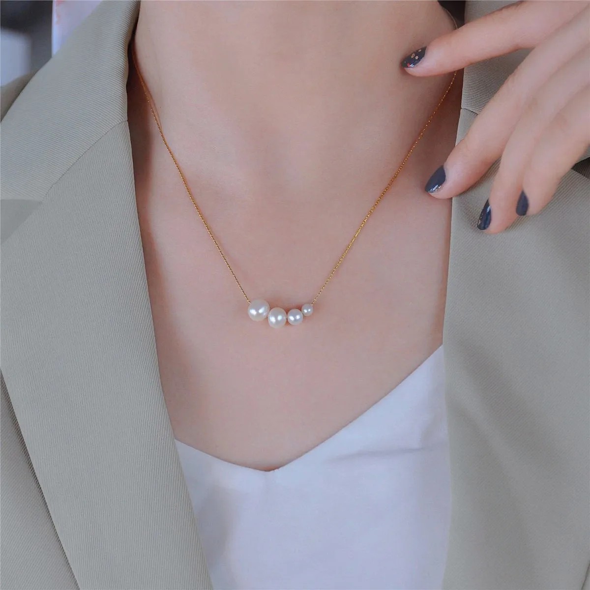 Simple Style Pearl Titanium Steel Plating 18K Gold Plated Necklace_colorza_4