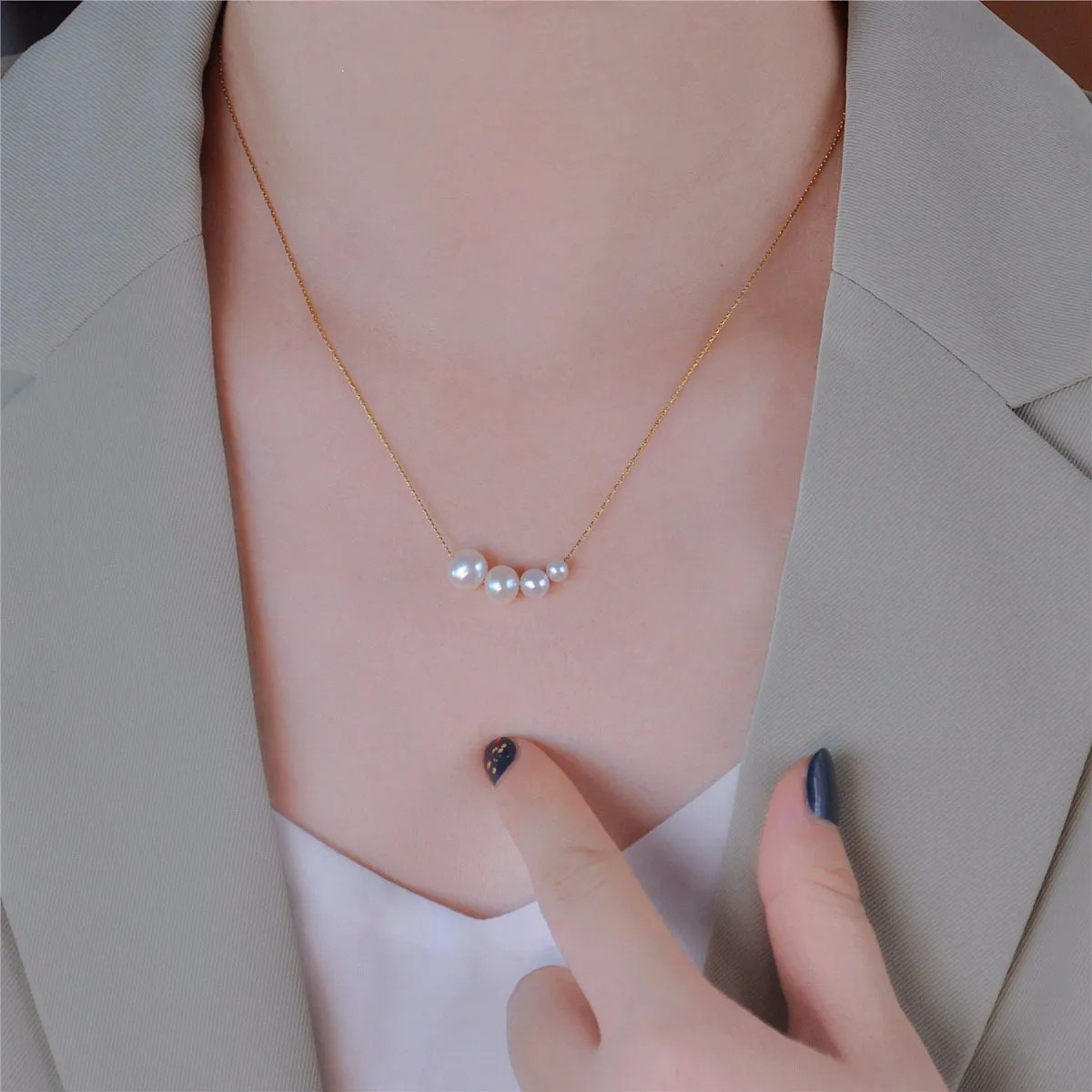 Simple Style Pearl Titanium Steel Plating 18K Gold Plated Necklace_colorza_5