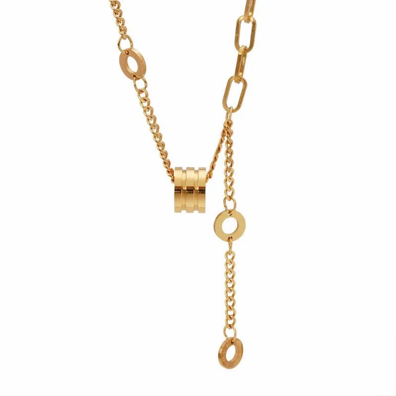 Simple Style Round Titanium Steel Plating 18K Gold Plated Pendant Necklace_colorza_5