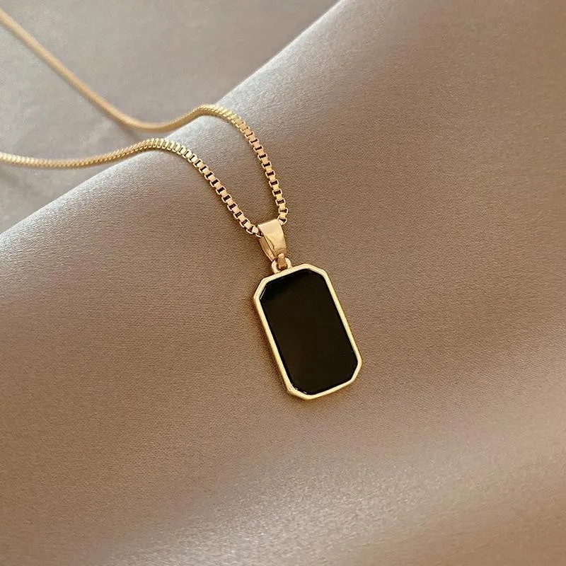 Simple Style Rectangle Titanium Steel Plating 18K Gold Plated Necklace_colorza_2