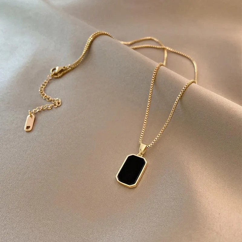 Simple Style Rectangle Titanium Steel Plating 18K Gold Plated Necklace_colorza_4