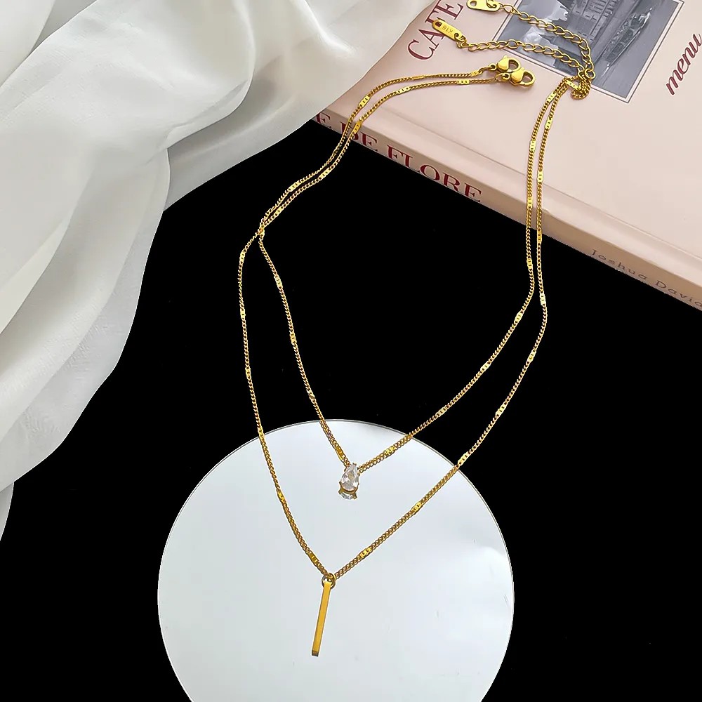 Simple Style Solid Color Titanium Steel Plating 18K Gold Plated Necklace_colorza_2