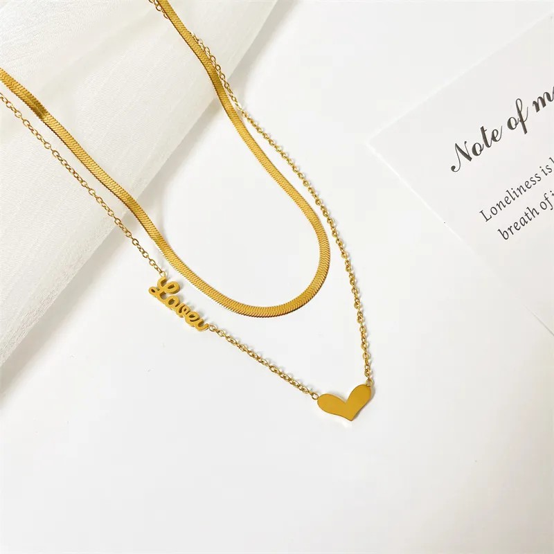 Simple Style Heart Shape Titanium Steel Plating 18K Gold Plated Necklace_colorza_1