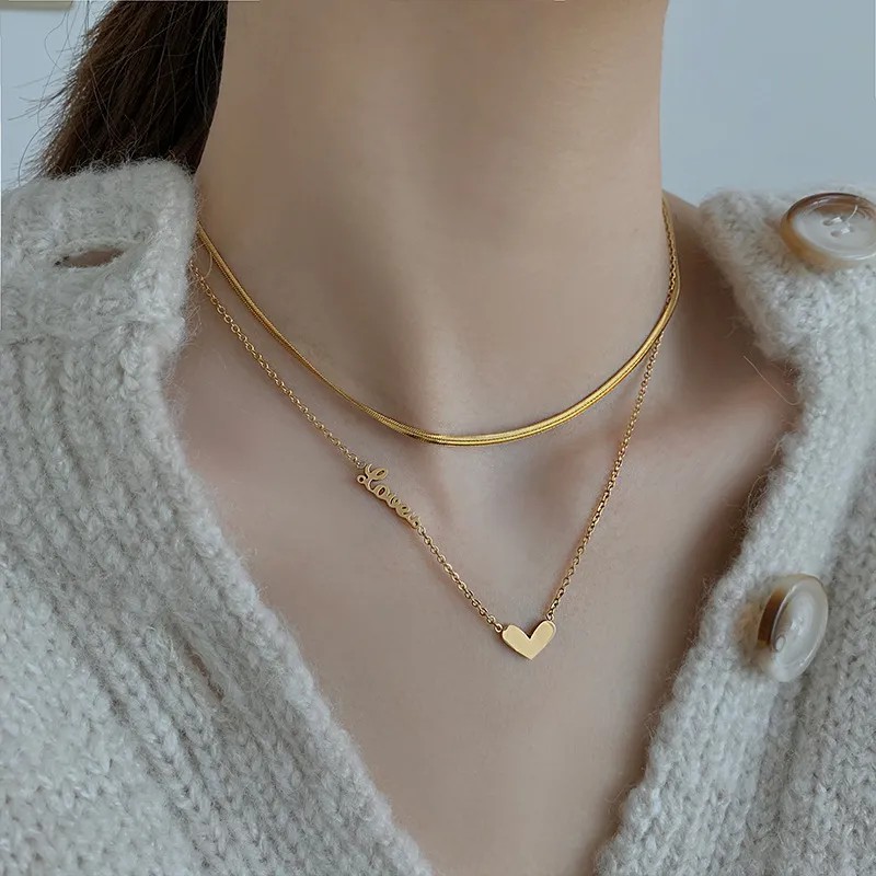 Simple Style Heart Shape Titanium Steel Plating 18K Gold Plated Necklace_colorza_2