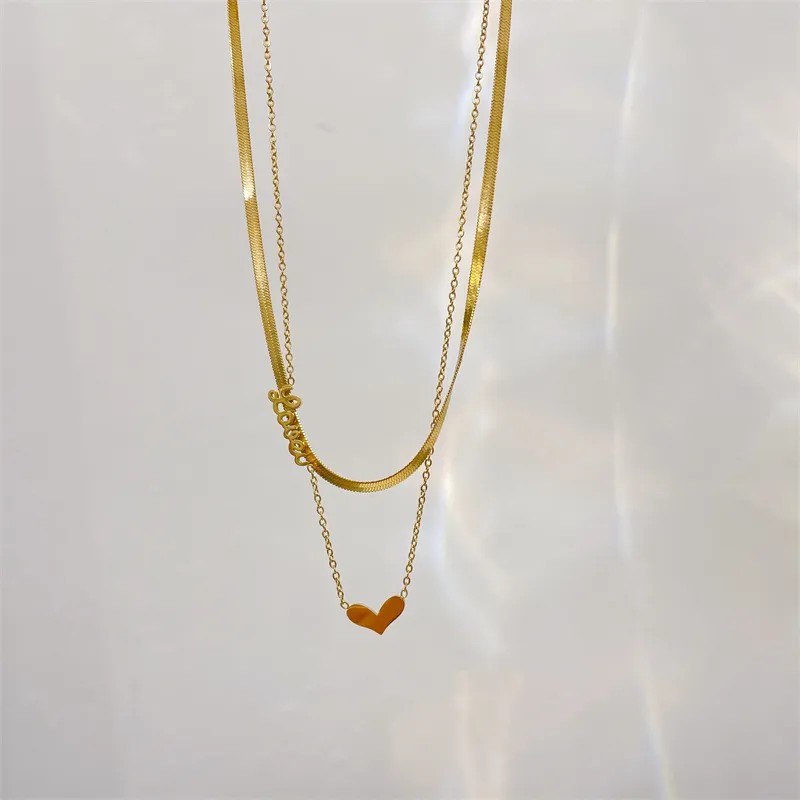 Simple Style Heart Shape Titanium Steel Plating 18K Gold Plated Necklace_colorza_3