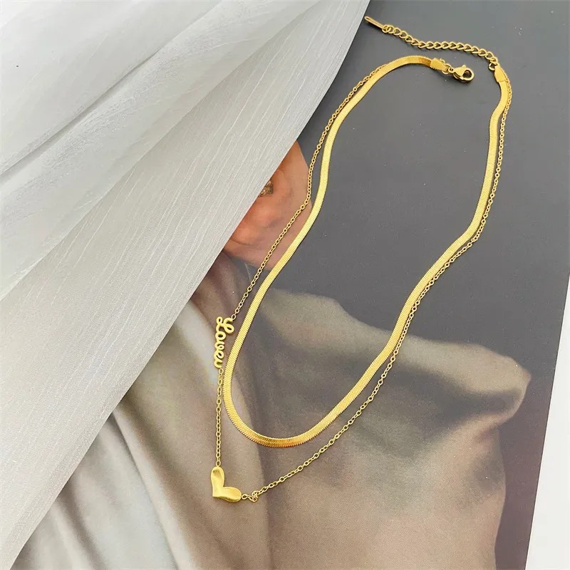 Simple Style Heart Shape Titanium Steel Plating 18K Gold Plated Necklace_colorza_4