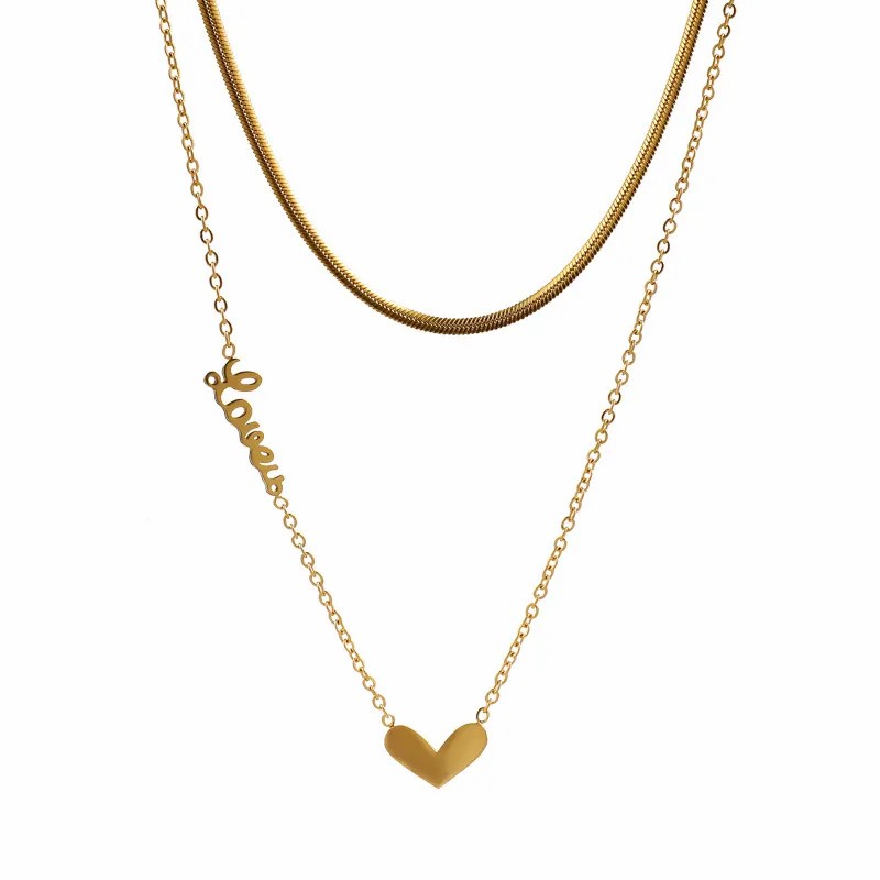 Simple Style Heart Shape Titanium Steel Plating 18K Gold Plated Necklace_colorza_5