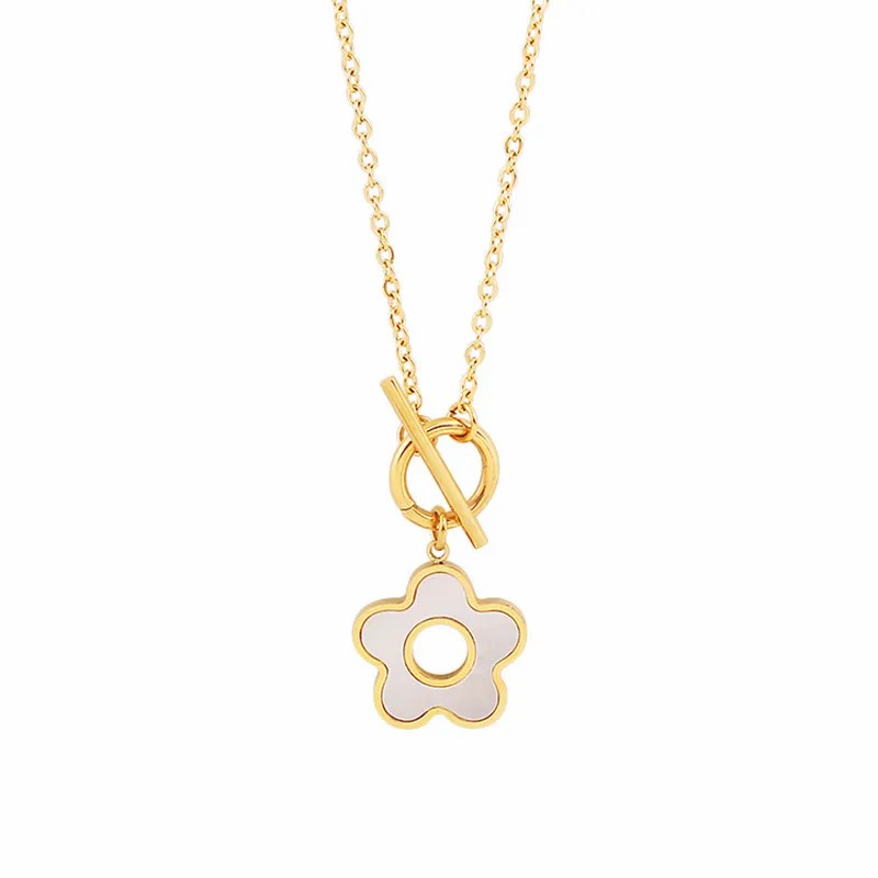 Simple Style Flower Titanium Steel Plating 18K Gold Plated Pendant Necklace_colorza_5