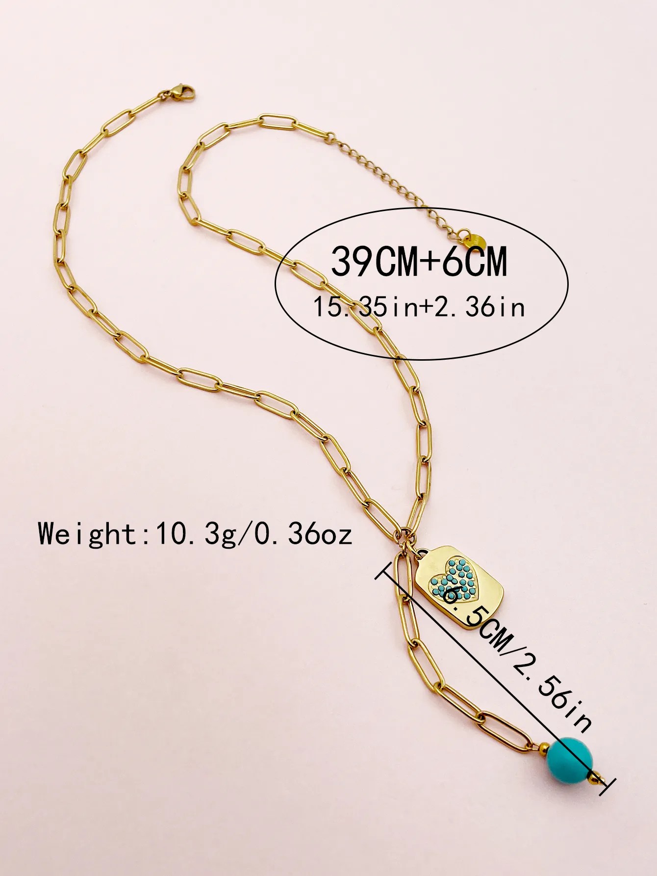 Casual Vacation Beach Heart Shape Stainless Steel Tassel Plating Inlay Zircon Gold Plated Pendant Necklace_colorza_3