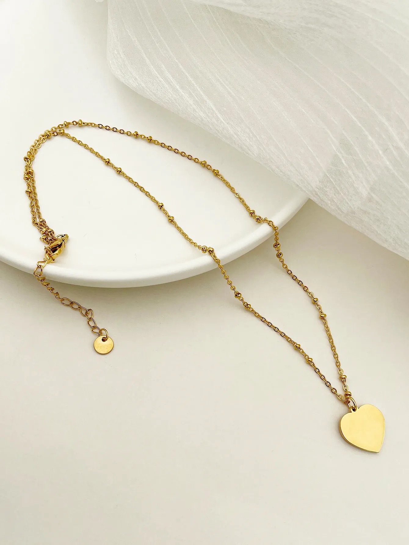 Casual Romantic Sweet Heart Shape Stainless Steel Enamel Plating Gold Plated Pendant Necklace_colorza_2