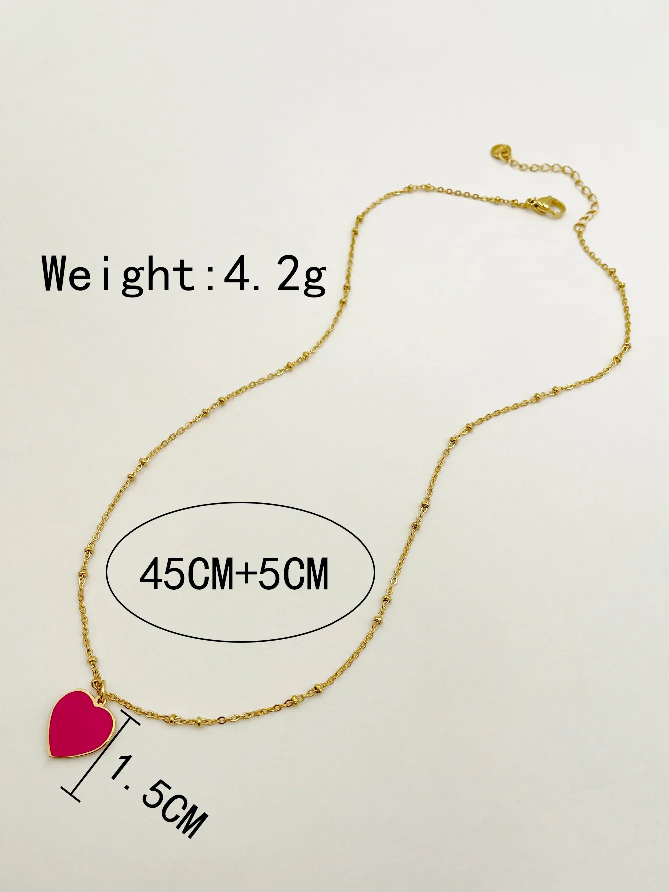 Casual Romantic Sweet Heart Shape Stainless Steel Enamel Plating Gold Plated Pendant Necklace_colorza_3
