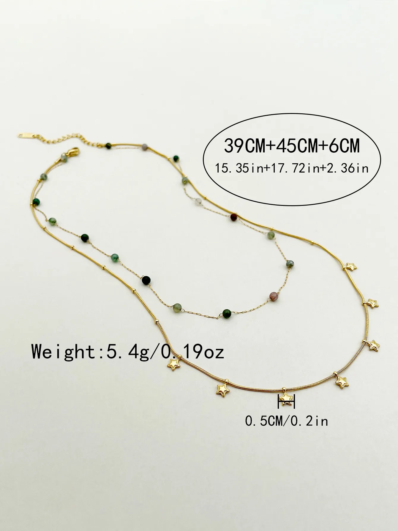 Casual Vacation Sweet Star Stainless Steel Beaded Plating Gold Plated Layered Necklaces_colorza_3