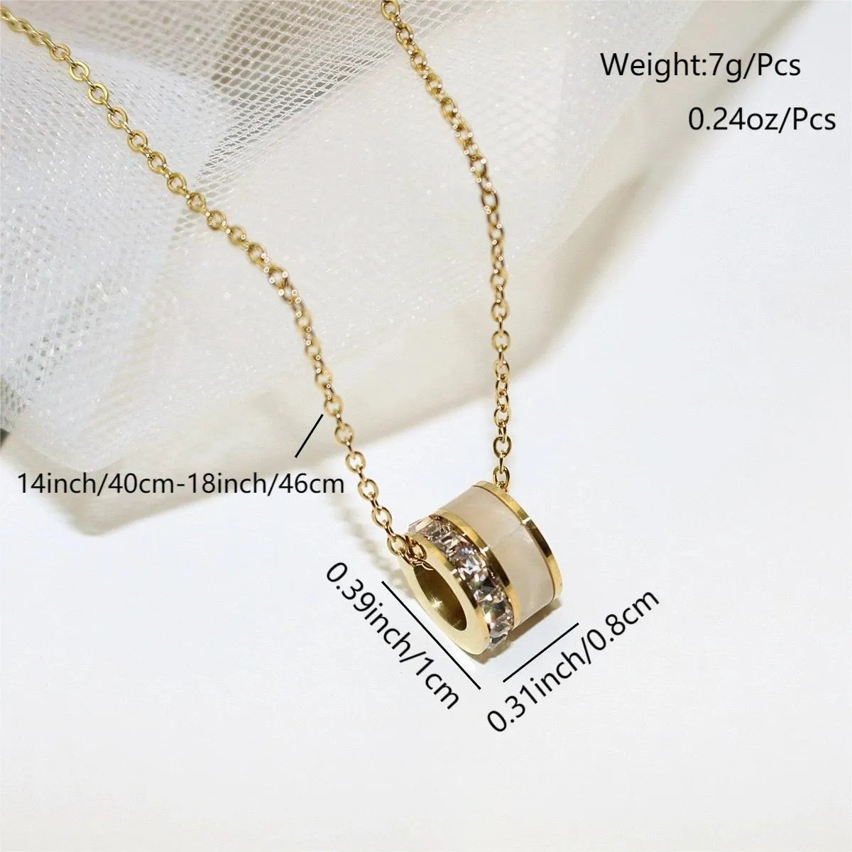 Retro Punk Round Stainless Steel Plating Inlay Zircon 18K Gold Plated Necklace_colorza_1