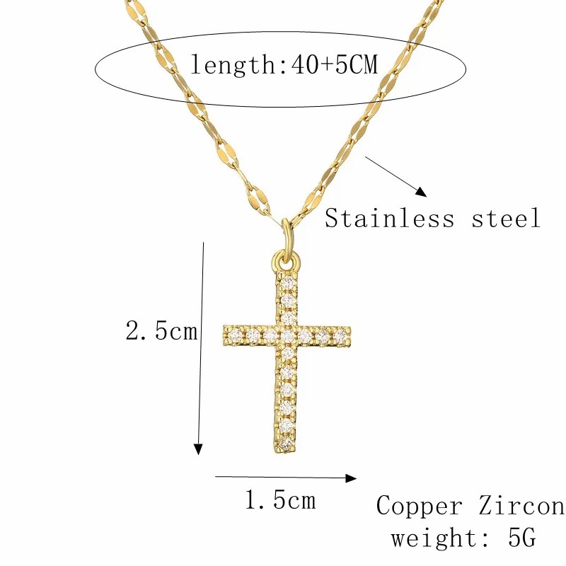 Casual Simple Style Cross Tree Stainless Steel Copper Plating Hollow Out Inlay Zircon Gold Plated Pendant Necklace_colorza_4