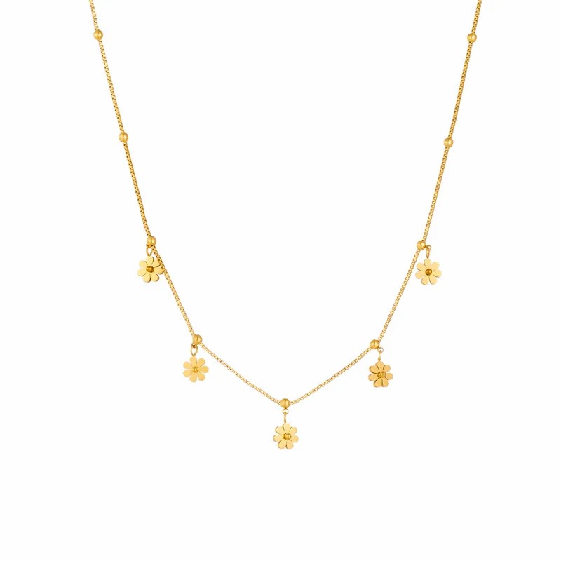 Sweet Simple Style Daisy Titanium Steel Plating 18K Gold Plated Pendant Necklace_colorza_5
