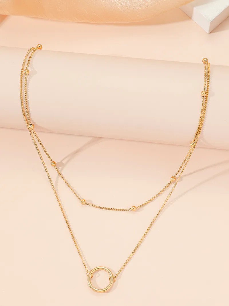 Casual Modern Style Circle Titanium Steel Polishing Plating 18K Gold Plated Layered Necklaces_colorza_1