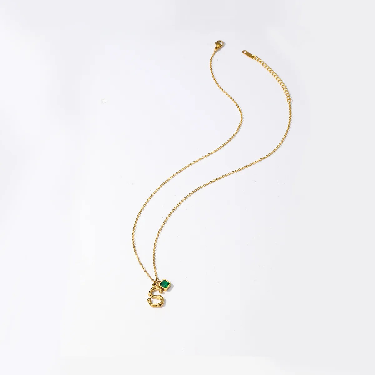 IG Style Simple Style Letter Square Stainless Steel Plating Inlay Zircon 18K Gold Plated Necklace_colorza_1