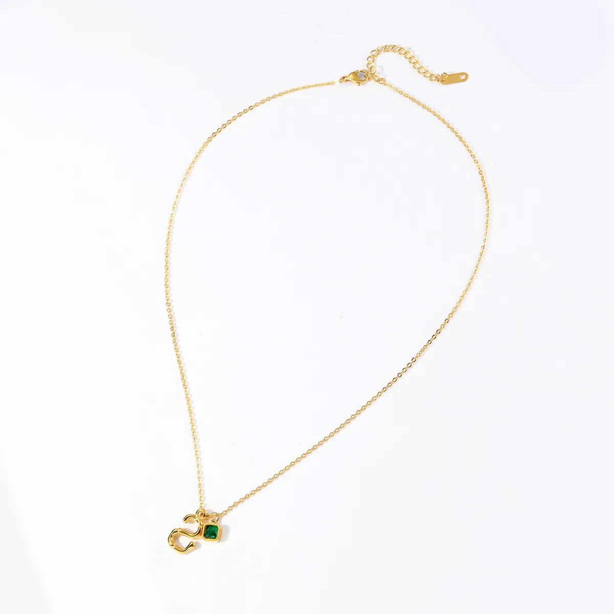 IG Style Simple Style Letter Square Stainless Steel Plating Inlay Zircon 18K Gold Plated Necklace_colorza_2