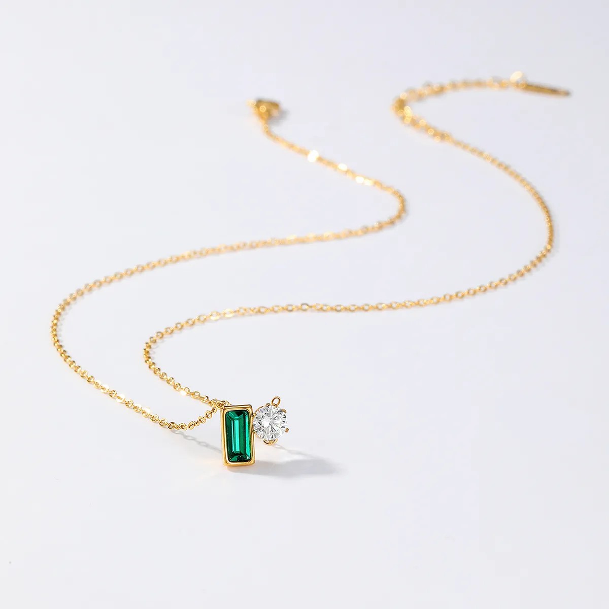 IG Style Simple Style Letter Square Stainless Steel Plating Inlay Zircon 18K Gold Plated Necklace_colorza_5
