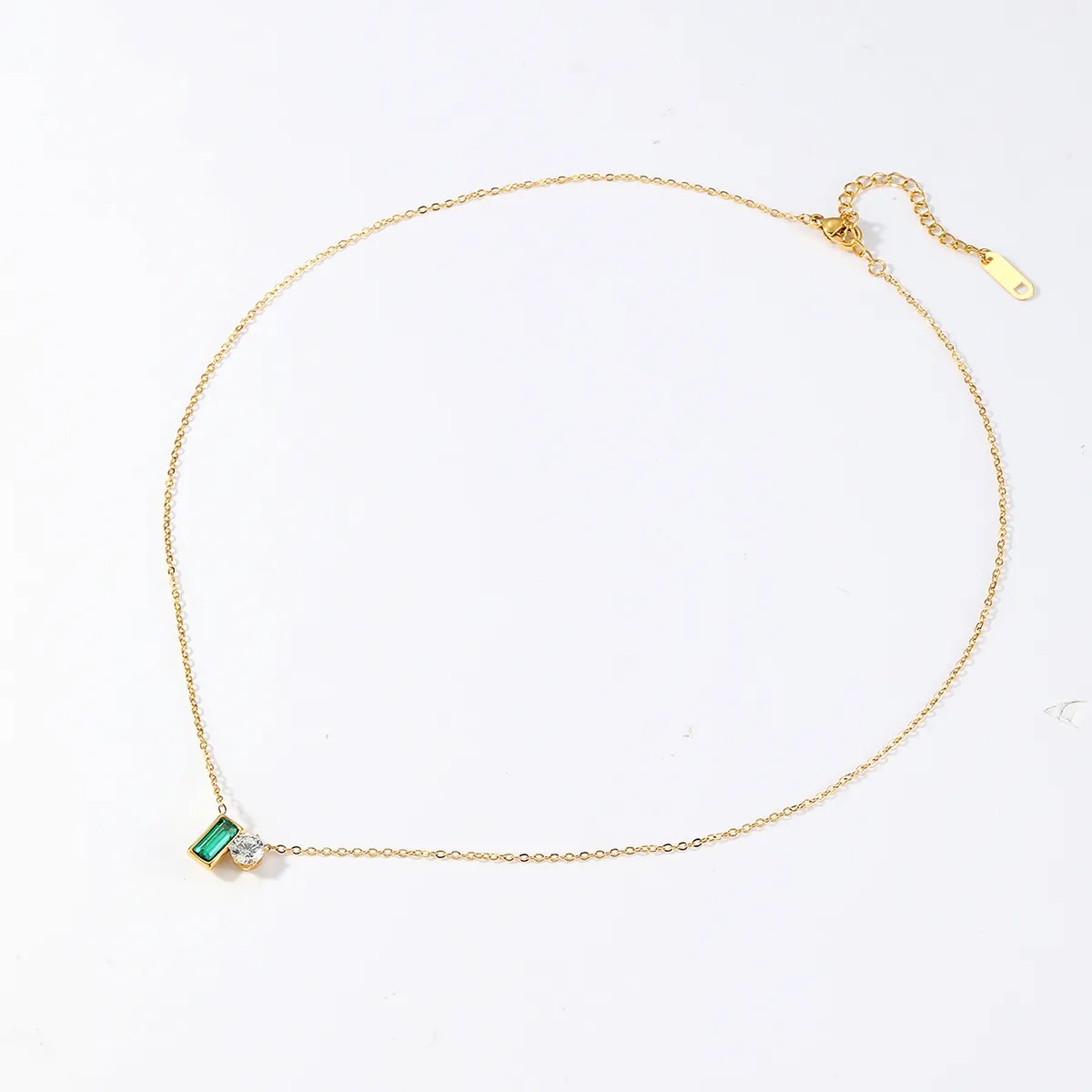 IG Style Simple Style Letter Square Stainless Steel Plating Inlay Zircon 18K Gold Plated Necklace_colorza_6
