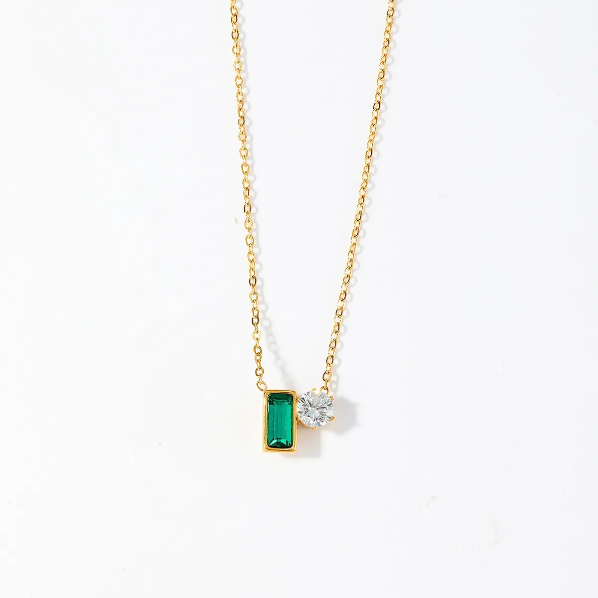 IG Style Simple Style Letter Square Stainless Steel Plating Inlay Zircon 18K Gold Plated Necklace_colorza_7