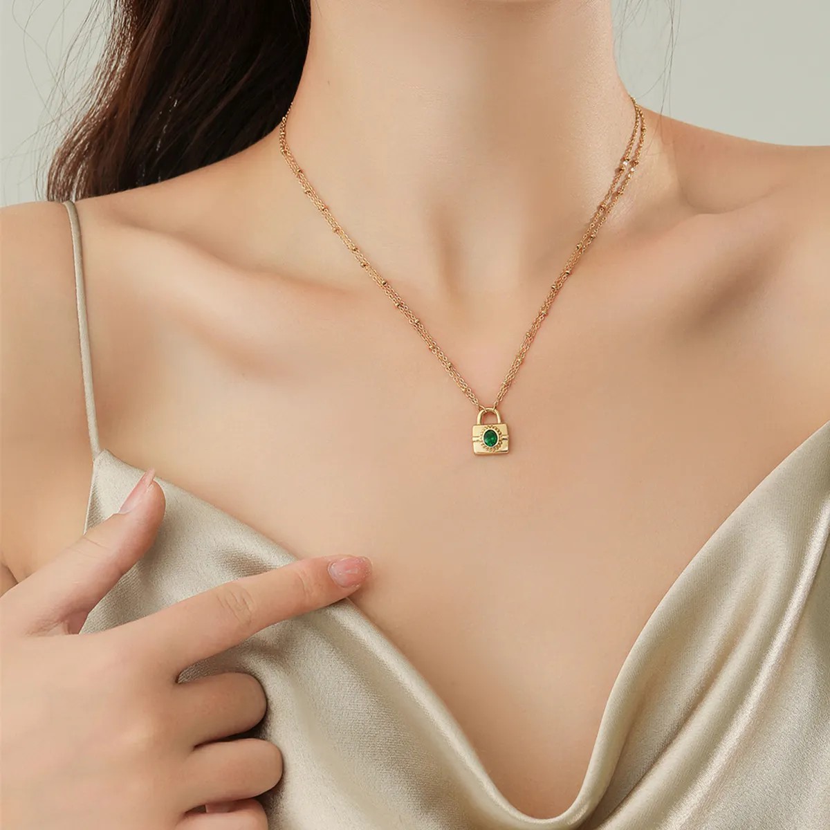 Simple Style Lock Titanium Steel Necklace_colorza_1