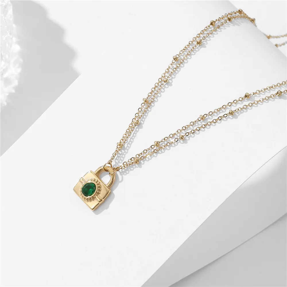 Simple Style Lock Titanium Steel Necklace_colorza_2