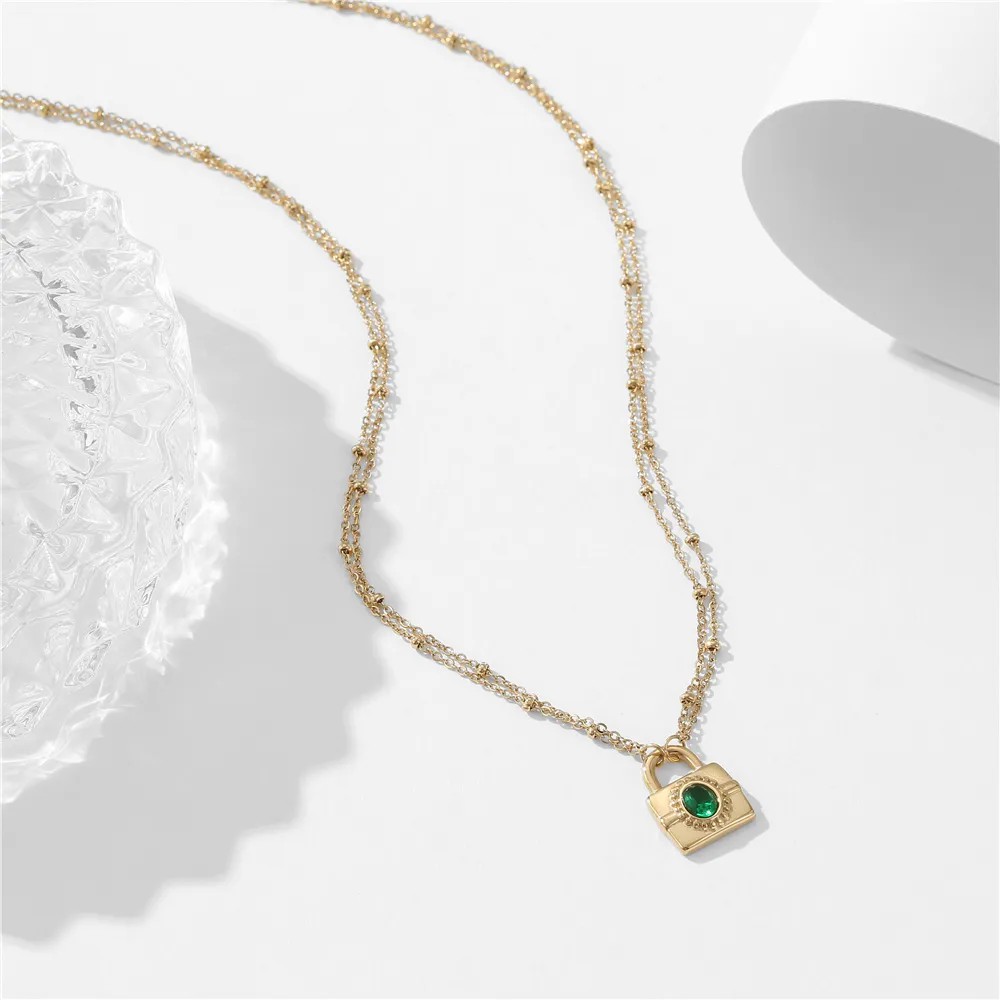 Simple Style Lock Titanium Steel Necklace_colorza_3