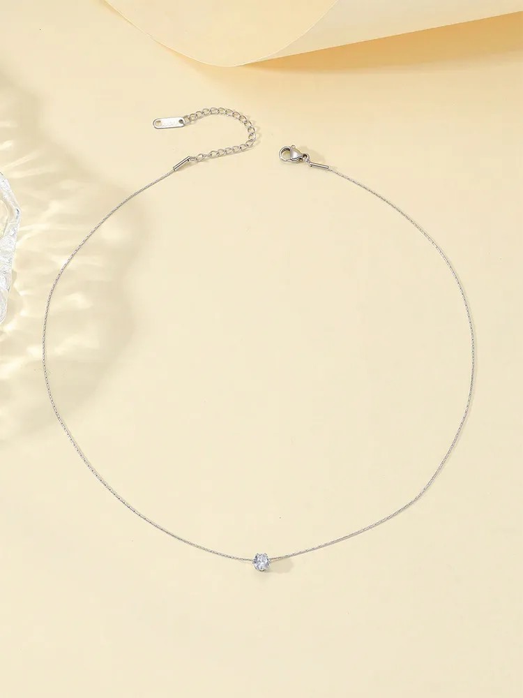 Modern Style Shiny Round Titanium Steel Polishing Plating Inlay Rhinestones 18K Gold Plated Necklace_colorza_4