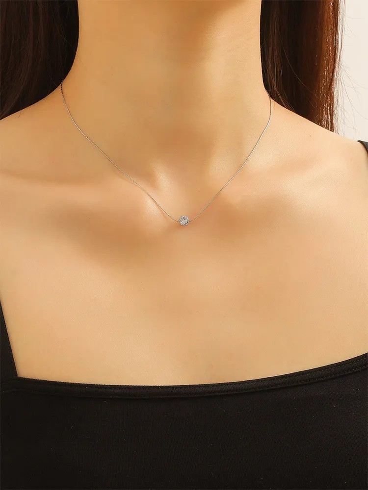 Modern Style Shiny Round Titanium Steel Polishing Plating Inlay Rhinestones 18K Gold Plated Necklace_colorza_5