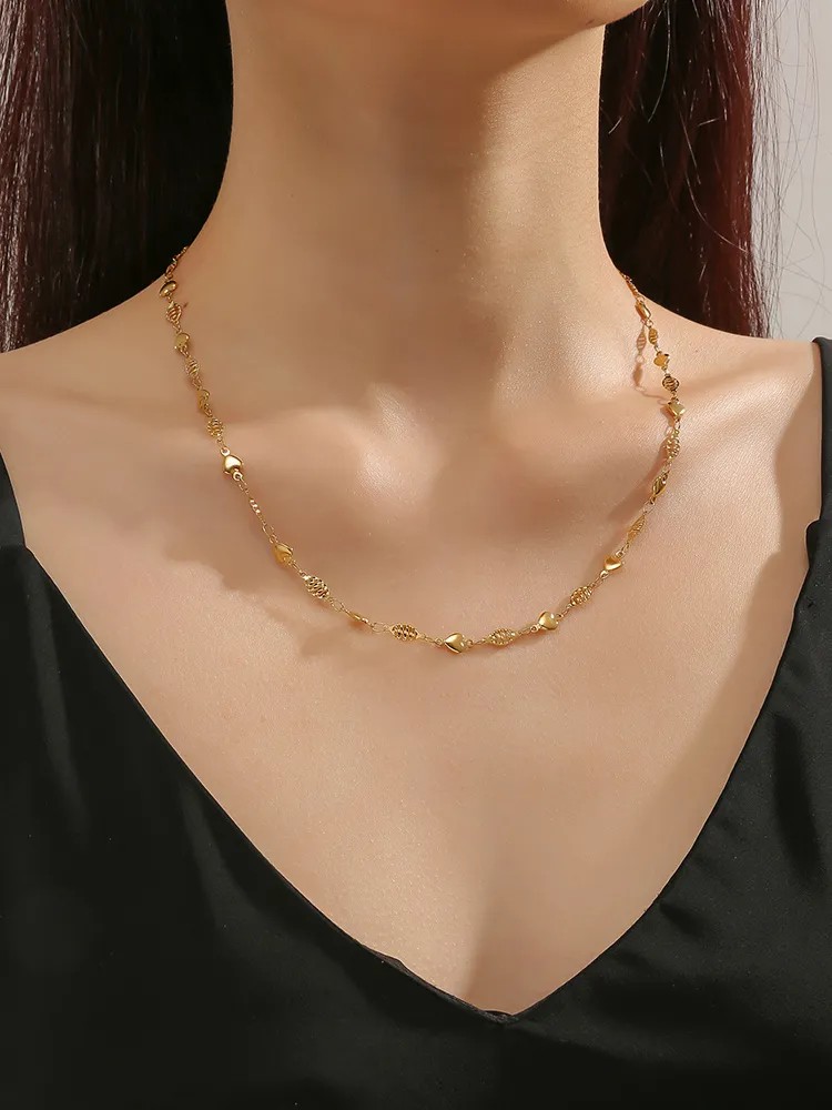 Casual Modern Style Heart Shape Titanium Steel Polishing Plating 18K Gold Plated Necklace_colorza_1
