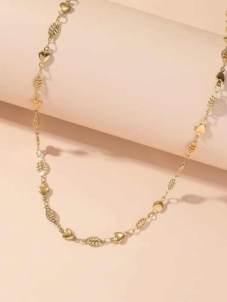 Modern Style Heart Shape Titanium Steel Polishing Plating 18K Gold Plated Necklace_colorza_3