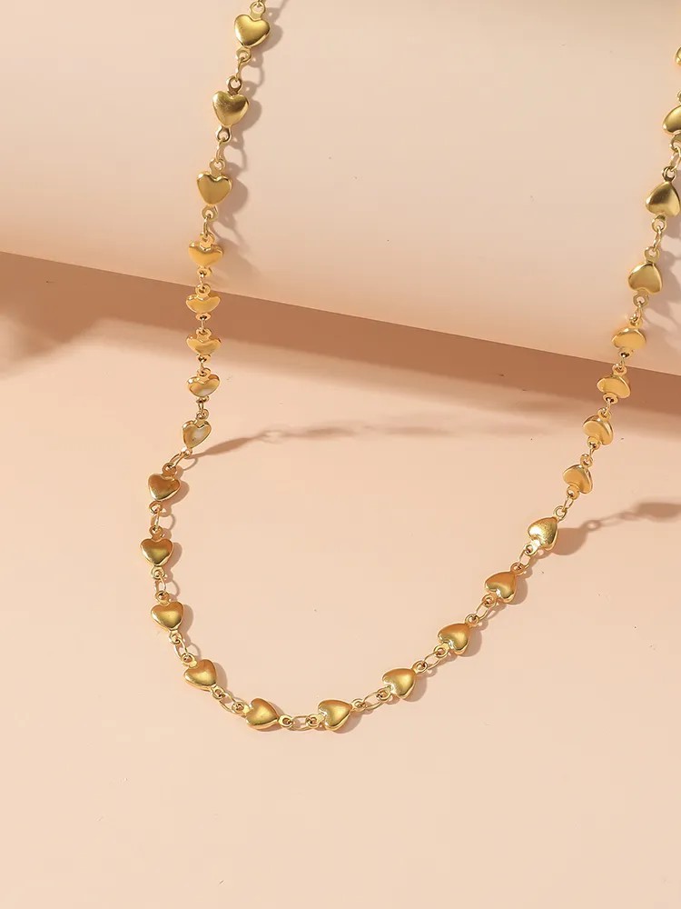 Casual Modern Style Heart Shape Titanium Steel Polishing Plating 18K Gold Plated Necklace_colorza_1
