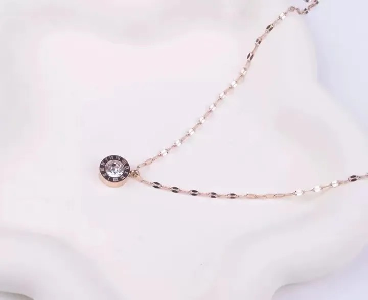 Elegant Glam Solid Color Titanium Steel Plating Inlay Zircon 18K Gold Plated Pendant Necklace_colorza_3