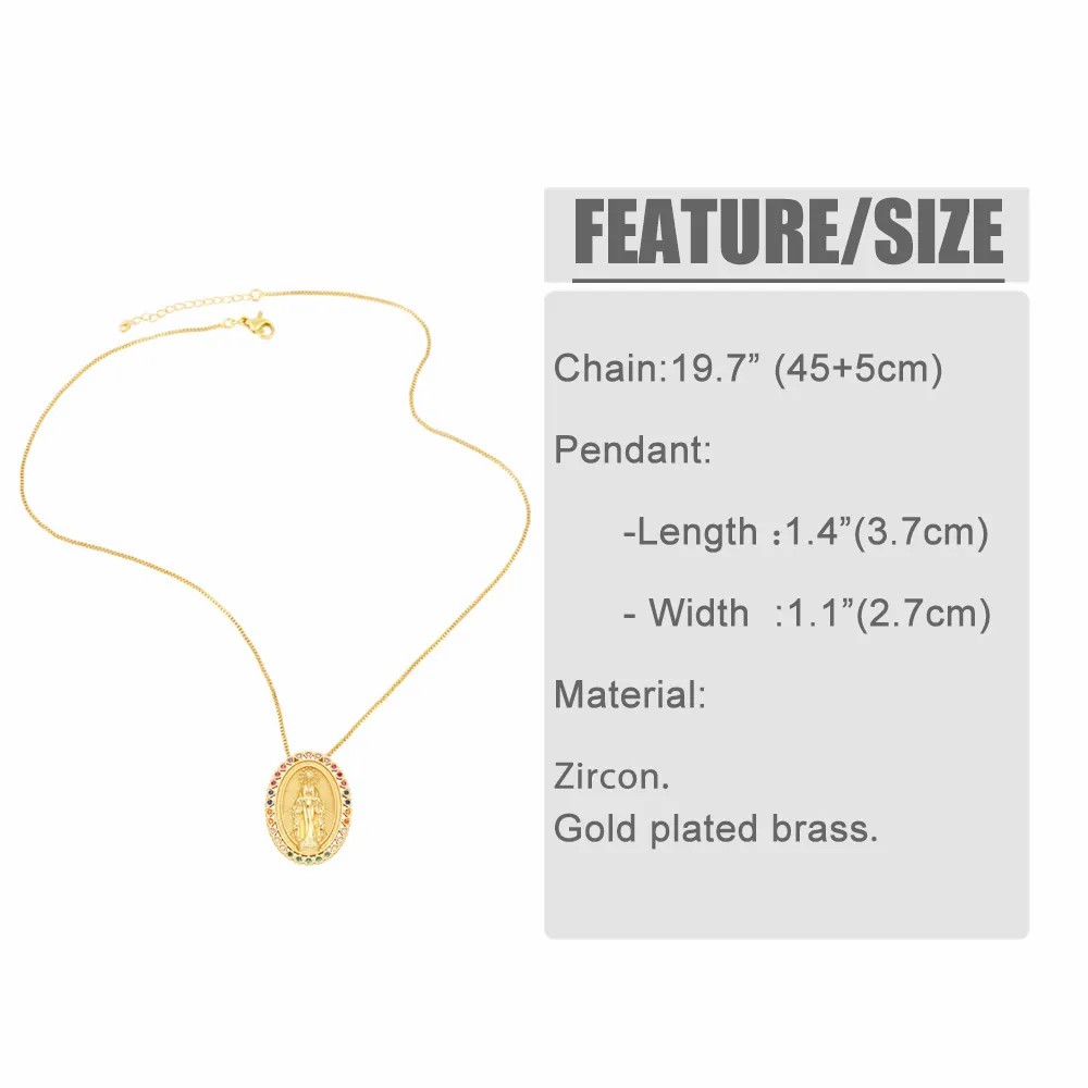 Hip-Hop Modern Style Human Faith Stainless Steel Copper Plating Inlay Zircon 18K Gold Plated Pendant Necklace_colorza_1