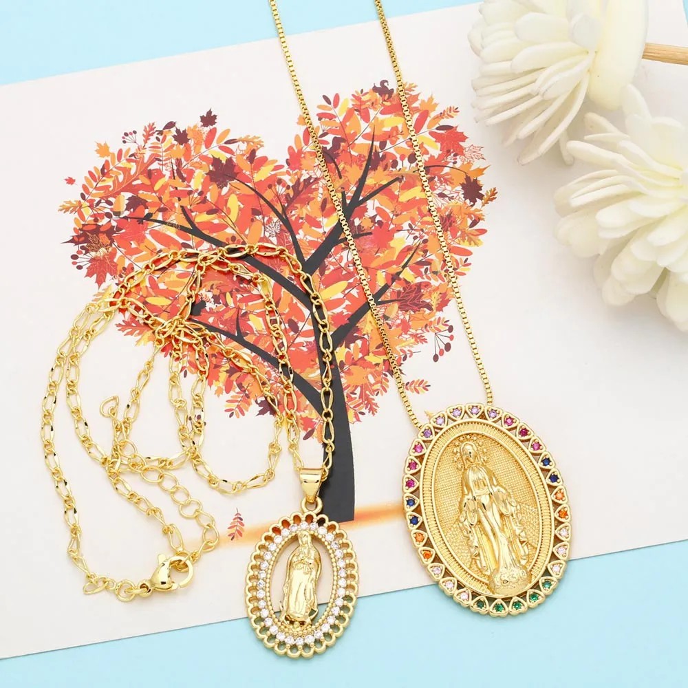 Hip-Hop Modern Style Human Faith Stainless Steel Copper Plating Inlay Zircon 18K Gold Plated Pendant Necklace_colorza_7