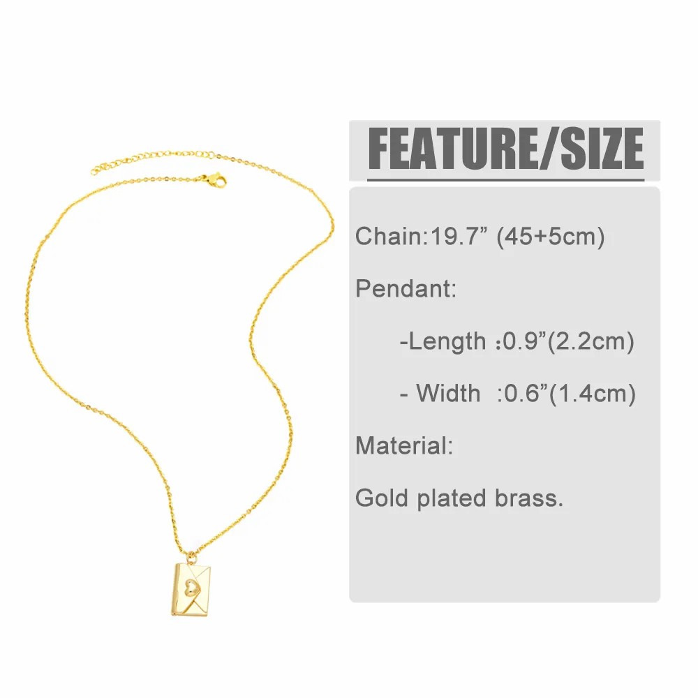 Simple Style Envelope Stainless Steel Copper Plating 18K Gold Plated Pendant Necklace_colorza_1
