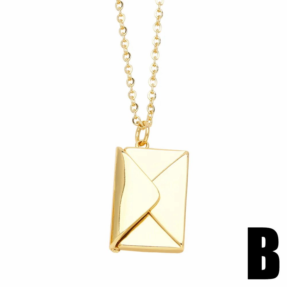 Simple Style Envelope Stainless Steel Copper Plating 18K Gold Plated Pendant Necklace_colorza_4