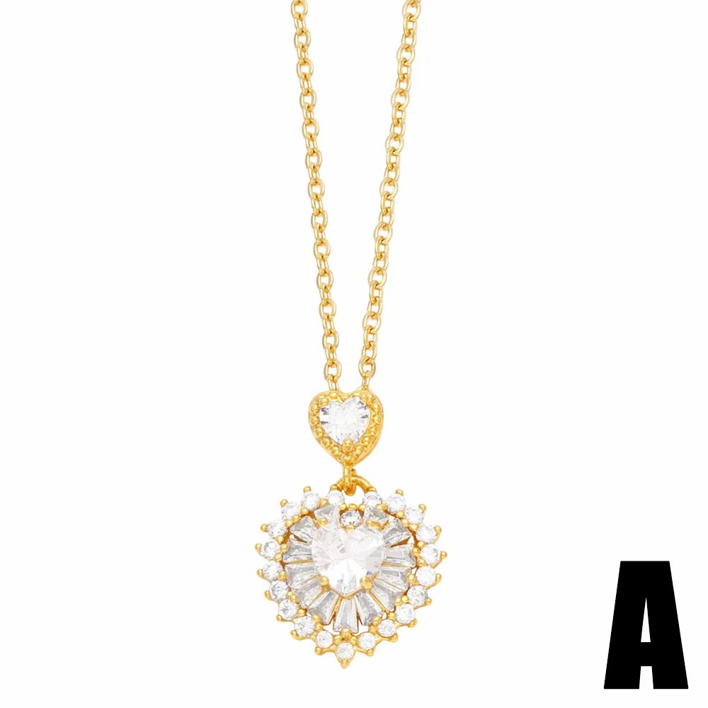 Hip-Hop Modern Style Animal Heart Shape Stainless Steel Copper Plating Inlay Zircon 18K Gold Plated Pendant Necklace_colorza_3