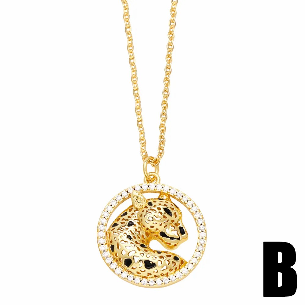 Hip-Hop Modern Style Animal Heart Shape Stainless Steel Copper Plating Inlay Zircon 18K Gold Plated Pendant Necklace_colorza_5
