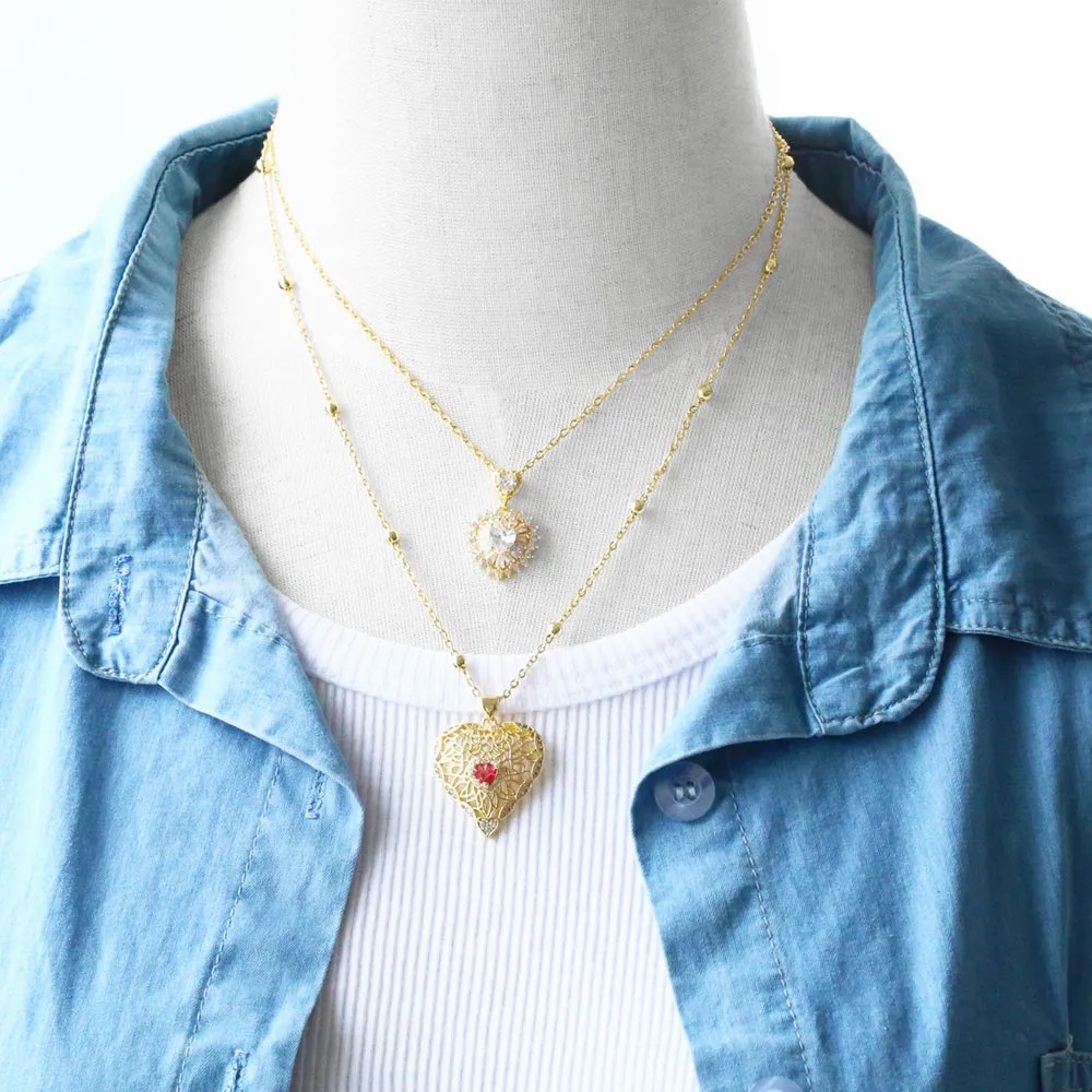 Hip-Hop Modern Style Animal Heart Shape Stainless Steel Copper Plating Inlay Zircon 18K Gold Plated Pendant Necklace_colorza_7