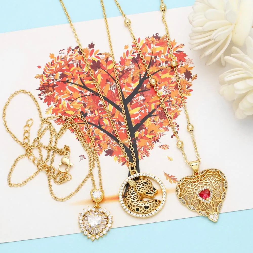 Hip-Hop Modern Style Animal Heart Shape Stainless Steel Copper Plating Inlay Zircon 18K Gold Plated Pendant Necklace_colorza_8