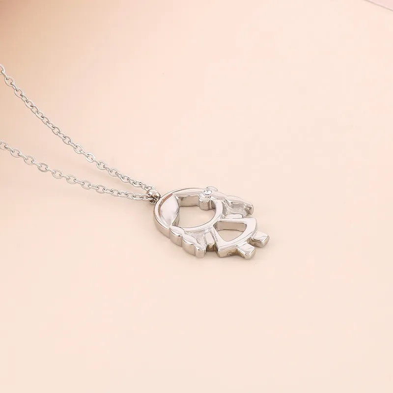 Cute Cartoon Character Stainless Steel Titanium Steel Plating Inlay Artificial Diamond 18K Gold Plated Pendant Necklace_colorza_1