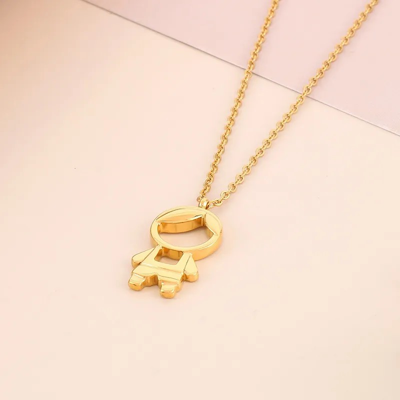 Cute Cartoon Character Stainless Steel Titanium Steel Plating Inlay Artificial Diamond 18K Gold Plated Pendant Necklace_colorza_2