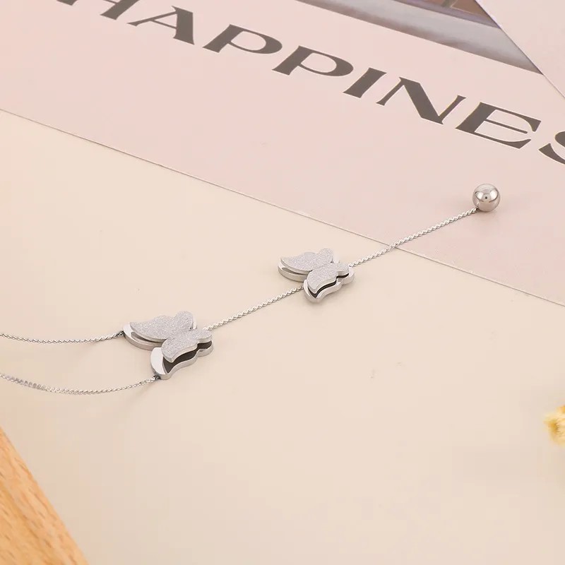 Elegant Modern Style Butterfly Stainless Steel Titanium Steel Plating 18K Gold Plated Pendant Necklace_colorza_6